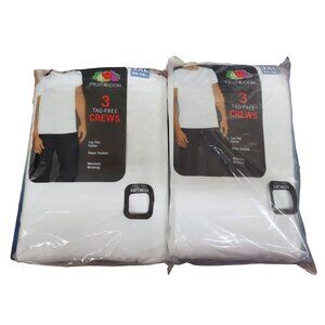 6 Fruit Of The Loom 3XL 54-56 Tag-Free Crew T-Shirts Soft Cotton Lay Flat Collar